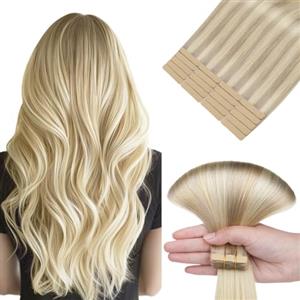 HOTBANANA Extension Capelli Veri Biadesivo, da Biondo Cenere a Biondo Oro e Biondo Platino Extension Biadesive Capelli Veri Lisci 40cm 20pcs Remy Tape in Hair Extensions 50g