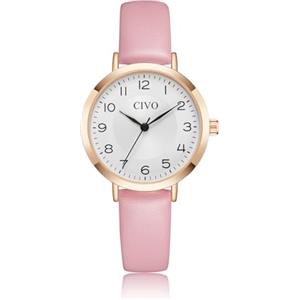 CIVO Orologio Donna Analogico Pelle: Sport Casual Impermeabile Sottile Orologi - Moda Minimalista Quarzo Rosa Orologio da Polso Donna