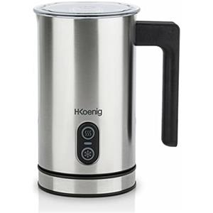 H.Koenig Montalatte elettrico MLK8 in acciaio inox da 0,24L, per schiuma fredda o calda, rivestimento antiaderente, arresto automatico, ideale per caffè, cioccolate calde, cappuccini, 500W