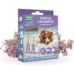MENFORSAN Pipette Calmanti per Cani, blister da 2 pezzi, Riducono lo Stress, con Valeriana naturale, Trasparente