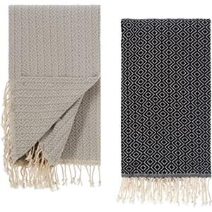 Tuiste Asciugamano da sauna nero - grigio, confezione da 2 pezzi, da uomo e da donna, per sauna, da picnic, per hammam, %100 cotone, asciugamano da spiaggia, asciugamano XXL, asciugamano da bagno, 100