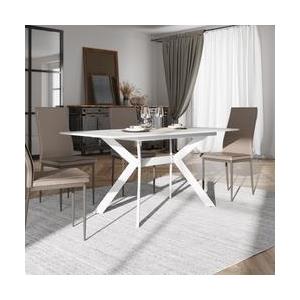 DEGHI Tavolo da pranzo allungabile 120-160 x 80 cm in legno bianco - Nelson