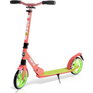 Hurtle Renegade Monopattino a 2 Ruote per Bambini, Adolescenti e Adulti - Manubrio a T Regolabile, Pedana in Lega Antiscivolo, Pieghevole e Portatile con Tracolla