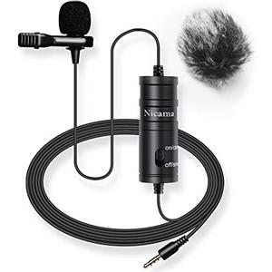 Nicama LVM1 6M Microfono Lavalier, Clip Mic a Condensatore per Fotocamera DSLR Videocamera Canon Nikon Sony iPhone iPad Android Smartphone Registratori audio