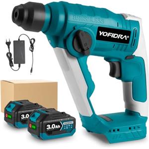 Yofidra Martello Perforatore SDS-Plus - 21V 700W, con 2 Batterie 3.0Ah, 2.0J, 800 RPM, 4000 IPM - Foratura Ø10mm, Impugnatura Anti-Vibrazione, Martello Percussione Professionale a Batteria