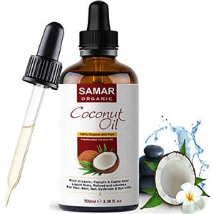 SAMAR Olio di cocco - Qualità Premium 100% olio di cocco frazionato, certificato e biologico Vegan (non unge) Ideale per idratare la pelle, nutrire i capelli e il viso. Protezione solare, dopobarba - 100ml