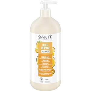 Sante Naturkosmetik Deep Repair Shampoo Squalan + complesso proteico triplo strato Shampoo vegano per capelli morbidi e lucenti, ripara i capelli secchi e danneggiati, 950 ml