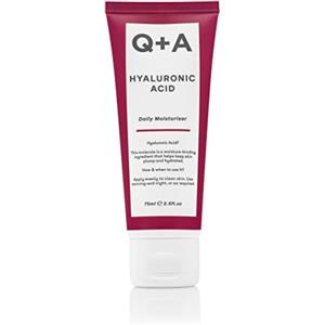 Q+A Crema idratante quotidiana all'acido ialuronico (75 ml), crema viso idratante con acido poliglutammico ed estratto di crusca di riso, per una pelle morbida, uniforme e nutriente, senza profumo