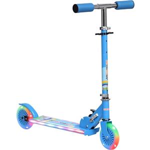 HOMCOM Monopattino per Bambini 3-7 Anni Pieghevole, Monopattino a 2 Ruote e Altezza Regolabile con Luci LED e Musica, 67x32x65/70/75/78 cm, Blu