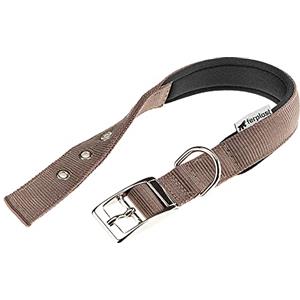 Ferplast Collare Cane Taglia Medio Grande Collare per Cani in Nylon Imbottito Regolabile Fibbia Metallica, Misura Collo 34-42 cm, Marrone