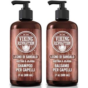 Viking Revolution - Shampoo Uomo e Balsamo 2 x 500 ml- Shampoo Rinforzante Uomo e Balsamo con Vitamina B5, Biotina e Olio di Jojoba - Profumo di Sandalo
