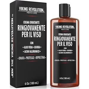 Viking Revolution - Crema Viso Uomo 180 ml - Crema Idratante Viso Uomo - Naturale con Acido Ialuronico, Aloe Vera e Olio di Jojoba - Anti-Rughe, Anti-Invecchiamento - Idrata e Protegge