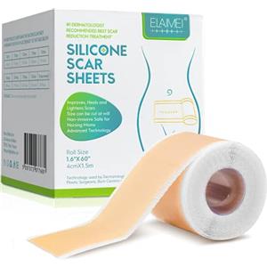 NUEDSFXO Cerotti Silicone Cicatrici, Cerotto a Nastro, Crema Cicatrici Chirurgiche, Fogli per Cicatrici in Silicone per Acne, Cheloidi, Ustioni, Smagliature, Cicatrici Da Taglio Cesareo (4X 150 cm)