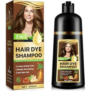AIKUWWOIRQIA Shampoo Tintura per Capelli Neri 3 in 1, Colore Naturale per Capelli alle Erbe per Copertura dei Capelli Grigi, Risultati Duraturi, Capelli Nutriti e Vivaci, Capelli Sani per Donne e Uomini,Dark Brown