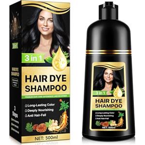 AIKUWWOIRQIA Shampoo Tintura per Capelli Neri 3 in 1 - Colore Naturale per Capelli alle Erbe per Copertura dei Capelli Grigi, Risultati Duraturi, Capelli Nutriti e Vivaci, Capelli Sani per Donne e Uomini, 500ML