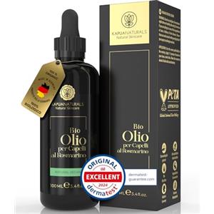 Kapua Naturals Olio di rosmarino per capelli - 100ml + ACIDO IALURONICO - Olio capelli con rosmarino + BIOTINA - Accelera la crescita dei capelli - rosemary oil - olio per capelli - Accelera la crescita dei capelli