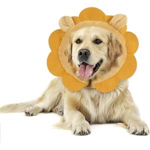 IEUUMLER Collare Gonfiabile Cane, Regolabile Protettivo Morbido Ciambella Collari per Cani Gatti Recupero Postoperatorio Evita di Mordere e Graffiare EU004 (Leone marrone, S)