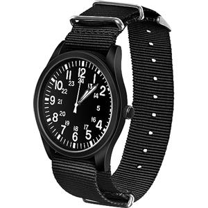 Vicloon Orologio da Uomo, Orologio Militare, Orologio al Quarzo Analogico Glow in the Dark Orologi Field Outdoor Sport Orologio da Polso da Uomo Army Tactical Sports Minimalisti (Nero)