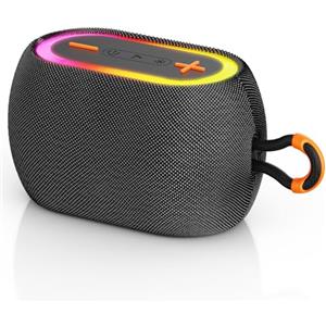 Tisco Cassa Bluetooth Portatile da 20W con Cinturino, Bluetooth 5.3, Suono Stereo a 360°, TWS, 24 Ore di Autonomia, Luci RGB, Ingresso AUX/TF, Impermeabile, Ideale per Casa, Feste e Esterni (Nero)