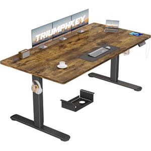 TRIUMPHKEY scrivania regolabile in altezza, 160 x 80 cm, presa USB, 3 comandi di memoria, scrivania elettrica, regolabile in altezza, anti-collisione, tavolo per computer