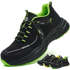ISOOUS Scarpe Antinfortunistiche Uomo Donna Scarpe da Lavoro Leggere Scarpe da Cantiere Antiscivolo Traspiranti Nero 37