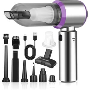 Huifoo Aspirabriciole Senza Fili Potente, 16000Pa Aspiratore per Auto, Aspirapolvere Manuale, 4 in 1Aspirapolvere Portatile, Batteria da 6000mAh Mini Aspirapolvere, Per Auto Animali Domestici Casa
