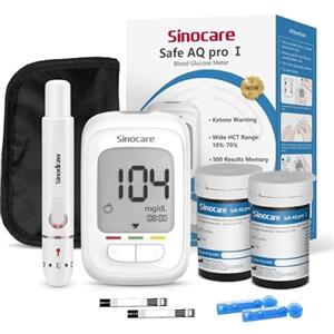 Sinocare Misuratore Glicemia Glucometro Diabete Test Kit Allarme Intelligente per il Chetone nel Sangue con 50 Strisce e 50 Lancatte, Safa AQ Pro