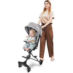 VIIROUD Triciclo bambino evolutivo Passeggino con maniglia di spinta, baldacchino rimovibile, poggiapiedi freno, per bambini da 1 a 5 anni, 30 x 55 x 86,5 cm-B