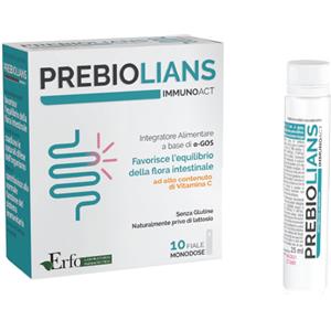 Erfo Prebiolians Immunoact - Integratore Alimentare con Alfa-GOS, Estratto di Acerola e Vitamina C per Flora Intestinale e Sistema Immunitario - 10 Flaconi da 25ml