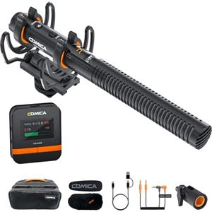 COMICA Microfono shotgun wireless VM40 con registrazione interna a 32 bit float, memoria da 32GB, portata 200 m, super cardioide, microfono per telecamera per registi, streaming live su YouTube