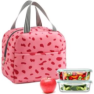 KASESSS Borsa Termica Porta Pranzo, Borsa Porta Pranzo Portatile, Borsa Frigo Piccola Pranzo Ufficio, sBorsa Pranzo, Lunch Bag per Lavoro Scuola Viaggio Campeggio Picnic All'aperto BBQ (Rosa Rosso)