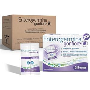 Enterogermina Gonfiore, Fermenti Lattici Probiotici, Prebiotici per Adulti - Integratori con Enzimi Digestivi ed Estratti Vegetali contro Pancia Gonfia e Gonfiore Addominale (56 Bustine Gusto Pesca)
