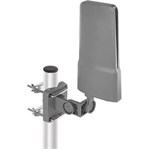EMOS Antenna esterna con amplificatore per ricezione remota, VHF/UHF/DAB Outdoor TV Antenna per TV DVB-T/DVB-T2, portata 0-80 km, filtro di blocco LTE integrato, filtro 4G, 5G