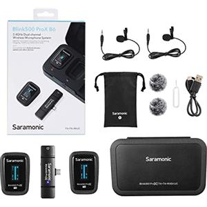 Saramonic Blink 500 ProX B6 - Sistema Microfono Inalámbrico per 2 Persone con Lavaliere e Ricevitore USB-C