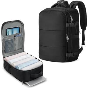 Samfolk Zaino Ryanair 40x20x25 Zaino da Vaggio bagaglio a mano ryanair 12 Tasche zaino sottovuoto viaggio con Borsa Scarpe Separata per Donne e Uomini Bagaglio a mano, 20L (Nero, 40x20x25)