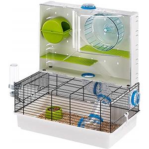 Ferplast Gabbia per criceti e topolini OLIMPIA Habitat con area gioco e accessori, 46 x 29,5 x h 54 cm Nero