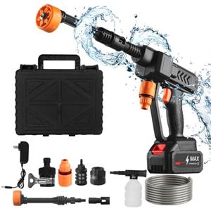 Fanmuran Idropulitrice a Batteria Idropulitrice Portatile ad Alta Pressione da 21V 6 in 1 Con 2 Batterie Ricaricabile 60 Bar Idropulitrice per Auto Giardino Pulizia