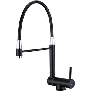 BuntHaus Rubinetto da Cucina Pieghevole, Miscelatore da Cucina Sottofinestra Pieghevole, Miscelatore per Lavello da Cucina Girevole a 360° in Acciaio Inox 304 (Nero Opaco)