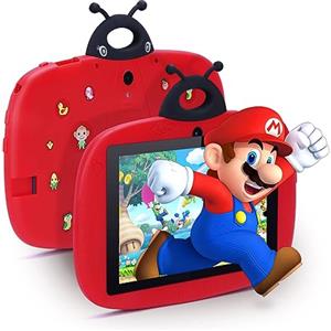 C Idea Tablet Per Bambini, 7 Pollici Con Android 12/IWAWA/IPS/32GB Storage, Per L'Apprendimento Da 3 a 6 Anni (Rosso)