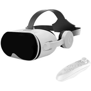 CWOQOCW Cuffie per realtà virtuale con cuffie integrate, occhiali 3D VR per iOS per telefoni Android, FOV 110°, controller di gioco (bianco)
