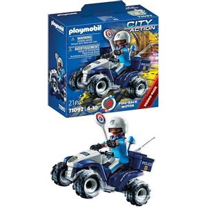 Playmobil 71092 City Action Quad Polizia con Motore a Retrocarica - Giocattolo per Bambini 4-10 Anni