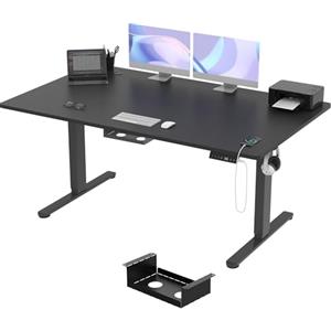 TRIUMPHKEY Scrivania Regolabile in Altezza 160 x 80cm,3 Controller di Memoria,con Porta di Ricarica USB,Elettrica Scrivania per Computer,Studio, Ufficio,Postazione di Lavoro