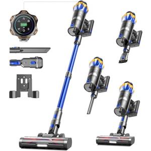 Bulelink Aspirapolvere Senza Fili 45KPa/550W/65Min, Scopa Elettrica Senza Fili Verticale Antigroviglio con Display a LED, 1.6L/8 Stadi Filtrati, Ricaricabile a Parete, Per Animali/Pavimenti/Tappeti/Auto