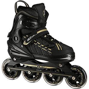 Nils Extreme Pattini in linea da uomo e da donna, ABEC7, misura regolabile (nero/oro, 43-45)