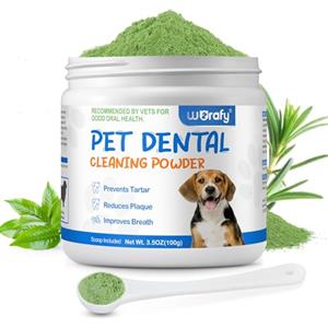 jollifish Polvere Dentale per Cani, Polvere per la Pulizia dei Denti del Cane, Deodorante per l'alito Cattivo e il Tartaro, rimuove la Placca, Integratore per la cura Dentale Degli Animali Domestici - 100g