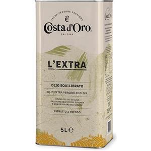 Costa d'Oro - L'Extra . Olio Extravergine di oliva estratto a freddo. Sapore equilibrato, adatto a tutte le ricette e come condimento per insalate. Latta da 5 litri, 1