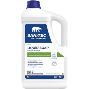Sanitec Sapone Liquido Green Power Floreale - Tanica da 5 Litri - Dermatologicamente Testato e Idratante