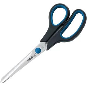 Dahle Forbici Comfort Grip 20 cm - Lama in Acciaio Inox, Impugnatura Asimmetrica Blu/Grigio
