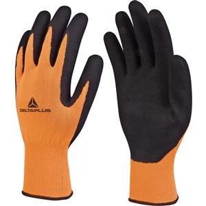 Deltaplus Guanti Apollon VV733 - Poliestere Arancio Fluo/Nero, Palmo in Schiuma di Lattice, Taglia 10