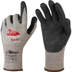 U-Power Guanti di Protezione Antitaglio - Taglia 10 - Grigio/Nero - Fodera in Grafene Kyorene - Conf. 12 pz